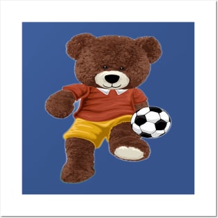 TEDDY BEAR PLAYING SOCCER Posters and Art